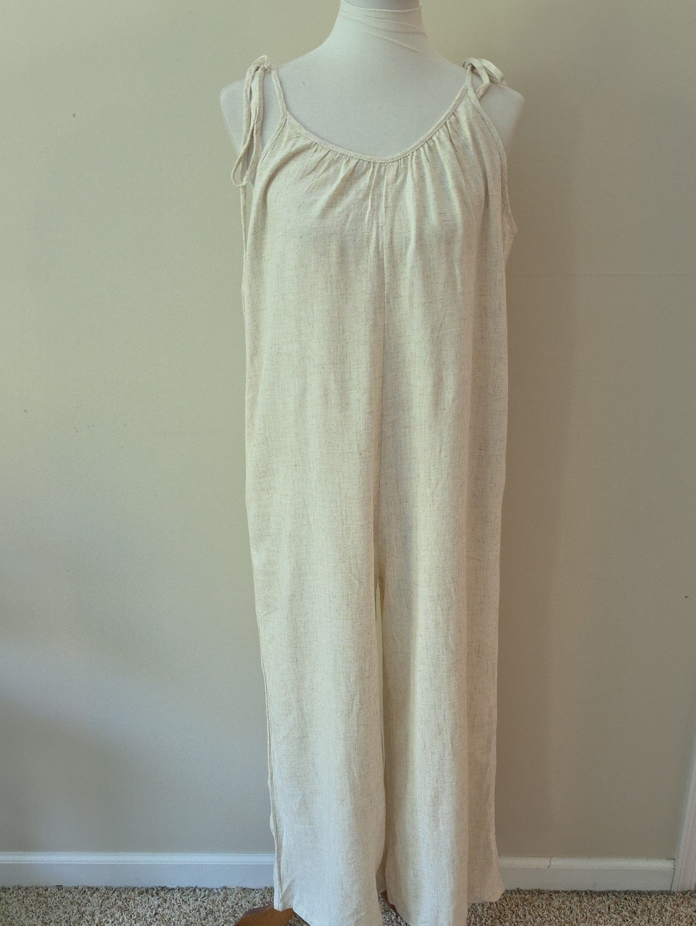 Petal & Pup Women’s Cream Tie-Shoulder Linen Jumpsuit Brand New